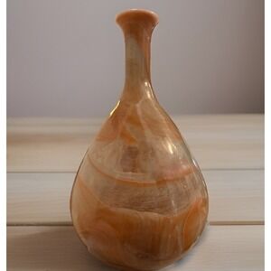 12" Tall Orange Swirl Glass Vase Recycled Ecoglass Spain PERFECT CONDITION